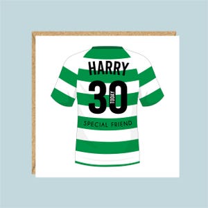 Cartão de aniversário de futebol personalizado, cores celtas, 8º, 9º, 10º, 11º, 12º, 13º, 14º, 15º, filho, neto, sobrinho, irmão, amigo