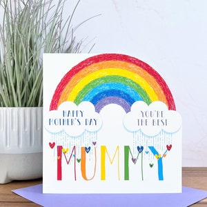 Tarjeta personalizada del Día de la Madre Arco Iris hecha a mano MUMMY