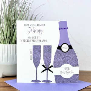 Cartão de aniversário de casamento feito à mão personalizado, 1º, 2º, 3º, 4º, 5º, 6º, 7º, 8º, 9º marido, esposa