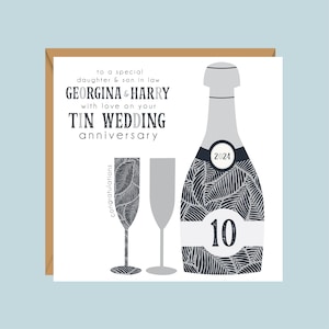 Carte personnalisée pour 10e anniversaire de mariage en étain, cadeau pour fille, petite-fille, nièce, soeur, tante, petit-fils, fils, neveu, amis