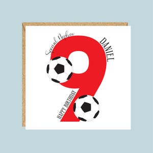 Personalisierte Jungen Fußball Geburtstagskarte, 4., 5., 6., 7., 8., 9., 10., 11., 12., 13., Bruder, Neffe, Sohn, Enkel, Patensohn