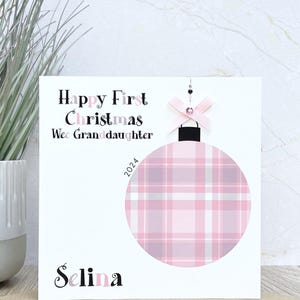 1ère première carte de Noël personnalisée faite main pour bébés filles écossaises, carte de Noël, petite-fille, fille, nièce, filleule, soeur