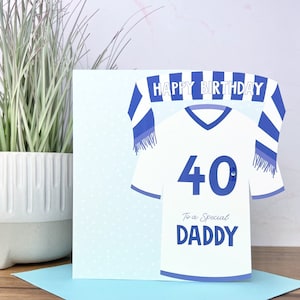 Carte personnalisée d’anniversaire de football fait main 16ème 18ème 21ème 30ème 40ème 50ème 60ème, couleurs de Tottenham Hotspur, Fils, Petit-fils, Oncle Frère