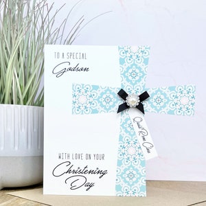 Personalised Handmade Boy Christening/Baptism/First Holy Communion Card image 1