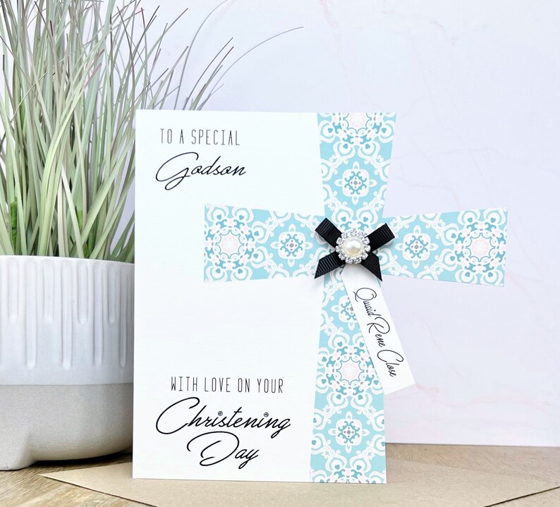 Personalised Handmade Boy Christening/Baptism/First Holy Communion Card image 1