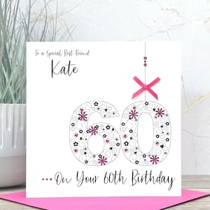 Cartão de aniversário personalizado feito à mão 18, 21, 30, 40, 50, 60, 70 filha, prima, irmã, amiga