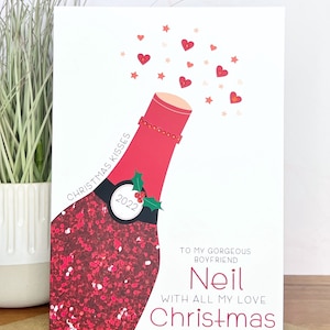 Grande carte de Noël faite main personnalisée A5, mari femme petit ami petite amie
