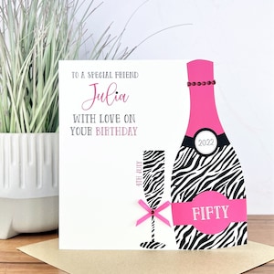 Cartão de aniversário personalizado feito à mão 18, 21, 30, 40, 50, 60, 70, irmã, amiga, filha, mãe, tia, prima