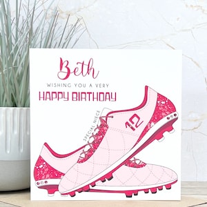 Cartão de aniversário de futebol feito à mão personalizado, 6º, 7º, 8º, 9º, 10º, 11º, 12º, 13º, 14º, 15º, 16º, Filha, Sobrinha, Neta