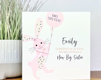 Beautiful Personalised Handmade New Big Sister Card