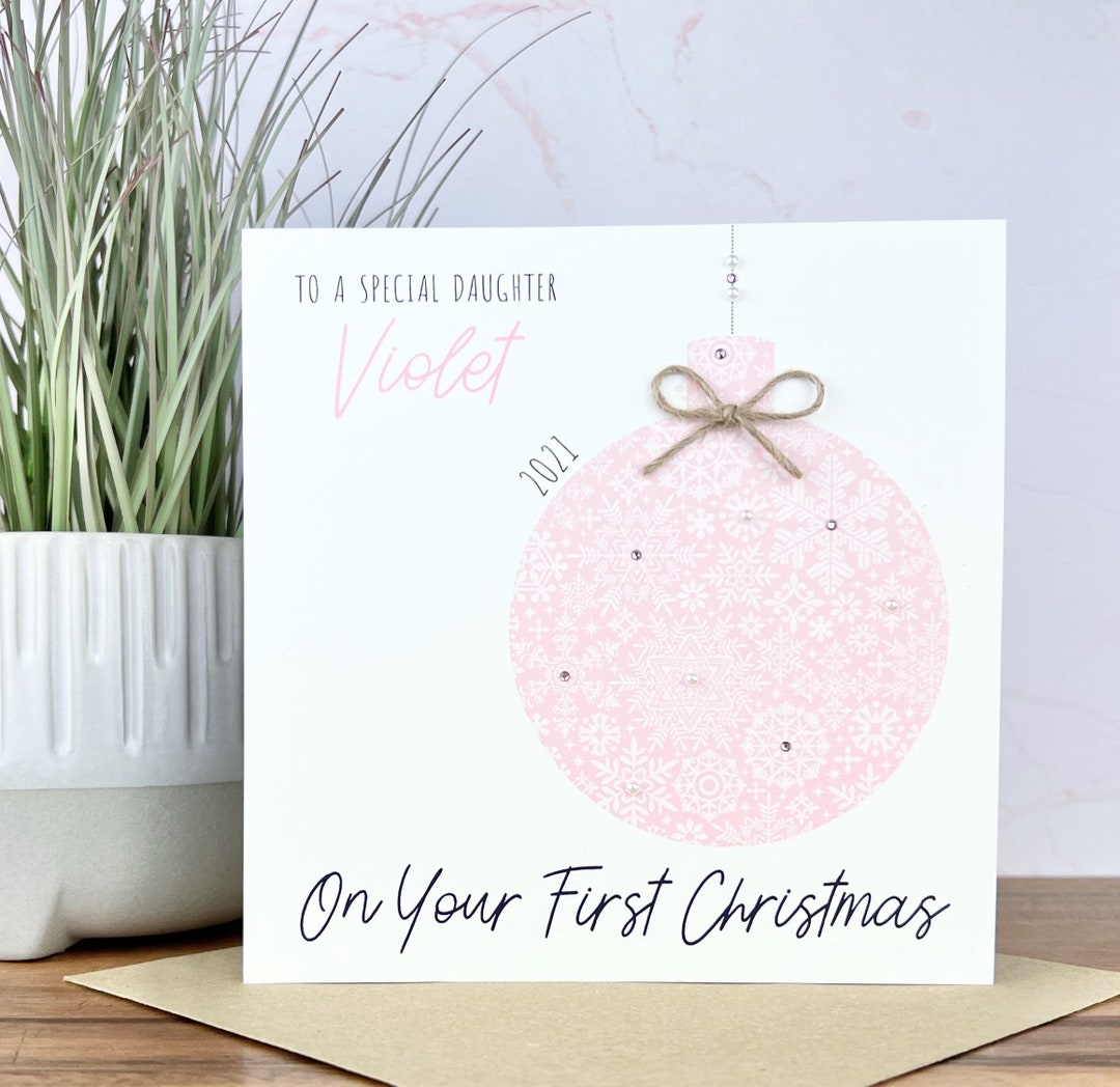 Personalised Handmade Baby Girls 1st First Christmas Card, Gift for ...