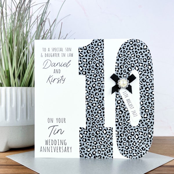 Personalised Handmade Tin/10th Wedding Anniversary Card, Friends, Daughter, Son