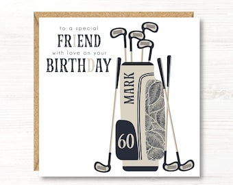 Personalised Golf Birthday Card, 18th, 21st, 30th, 40th, 50th, 60th, 70th, 80th, Gift for Son, Dad, Uncle, Nephew, Friend, Grandson, Brother