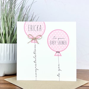 Cartão de chá de bebê feito à mão personalizado