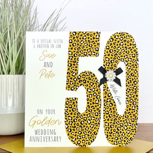 Carte personnalisée faite à la main en or/50e anniversaire de mariage, amis, fille, fils