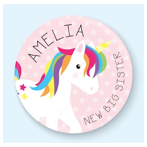 Distintivo de nova irmã mais velha de unicórnio personalizado