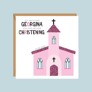 Carte personnalisée de baptême/baptême/première communion pour fille