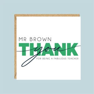 Personalised Thank You Teacher Card