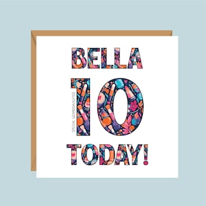 Cartão de aniversário personalizado para meninas, 8º, 9º, 10º, 11º, 12º, 13º, 14º, 15º, Filha, Neta, Sobrinha, Irmã, Amiga, Afilhada