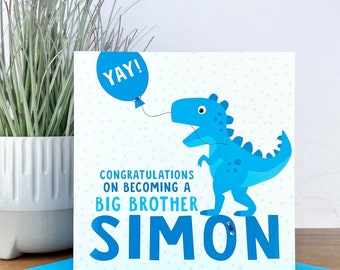 Personalised Handmade Dinosaur New Big Brother Card