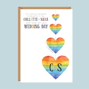 A5 grote gepersonaliseerde LGBT-trouwkaart, homohuwelijk, mevrouw en mevrouw, homopaar, lesbische bruiloft, cadeau voor dochter, nichtje, kleindochter