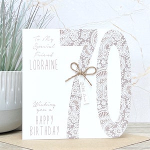 Cartão de aniversário personalizado feito à mão, 40º, 50º, 60º, 70º, 80º, tia, babá, mãe, irmã, amiga, namorada, filha, madrinha