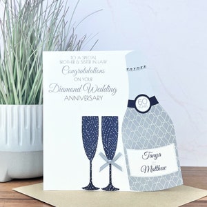 Carte personnalisée diamond/60e anniversaire de mariage, maman et papa, sœur, frère