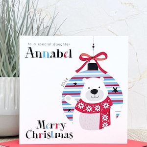 Carte de Noël faite main personnalisée, cadeau pour fille, fils, nièce, neveu, filleule, soeur, frère, arrière-petite-fille