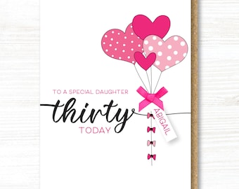 A5 Personalised Handmade Birthday Card, 16th,18th,21st,30th,40th,50th,60th,70th,80th Daughter, Niece, Friend, Sister, Granddaughter