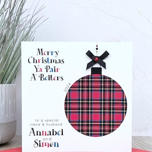 Personalisierte handgemachte schottische Weihnachtskarte, Mama & Papa, Oma, Opa, Freunde, Tochter, Sohn, Tante, Onkel, Nichte, Neffe, Schwester