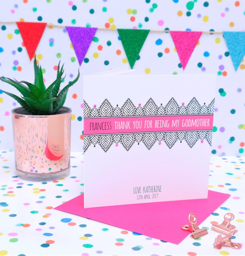 Personalised Handmade Thank You Godmother Card