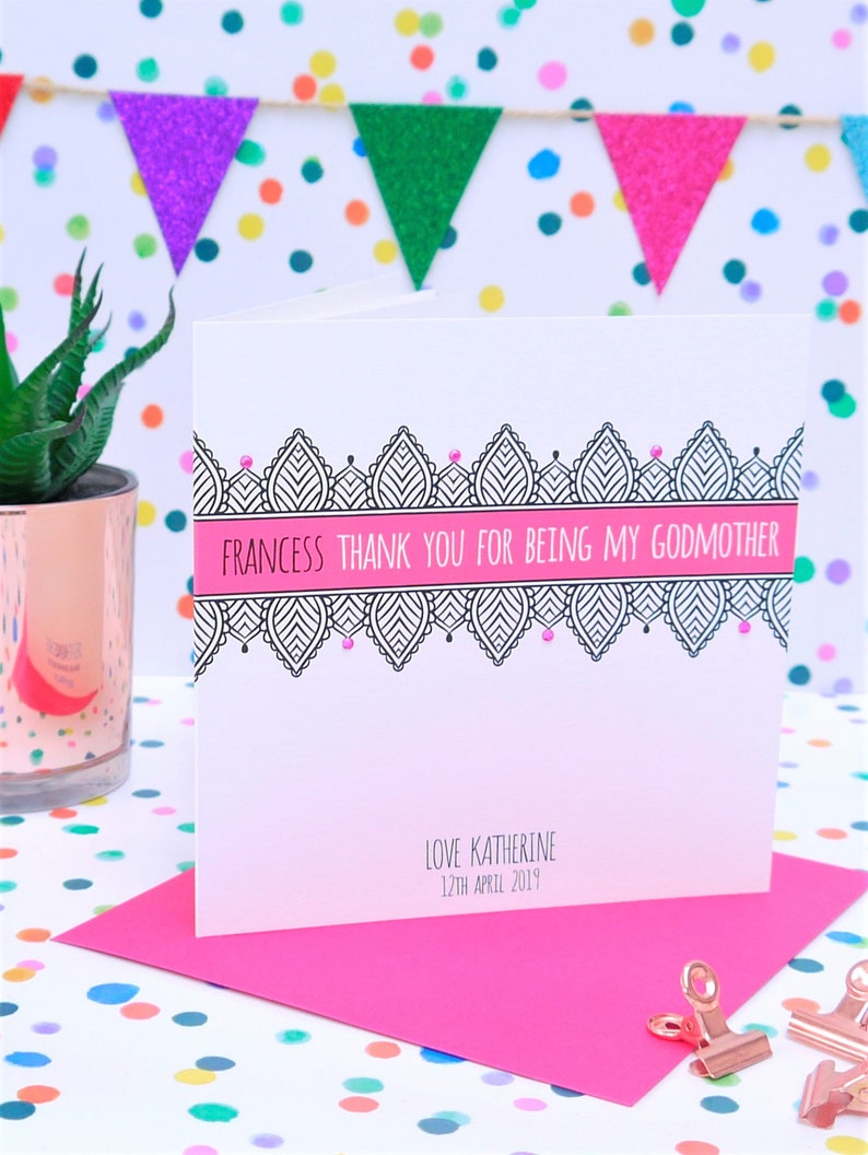Personalised Handmade Thank You Godmother Card