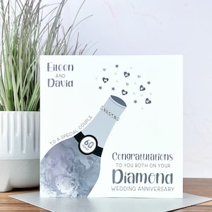 Tarjeta personalizada de aniversario de boda del diamante hecho a mano 60