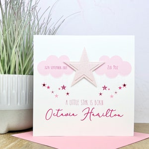 Tarjeta personalizada hecha a mano nueva bebé niña