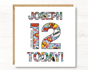 Tarjeta de cumpleaños personalizada para niños (3.º, 4.º, 5.º, 6.º, 7.º, 8.º, 9.º, 10.º, 11.º, 12.º, 13.º, hermano, sobrino, hijo, nieto, amigo, ahijado)