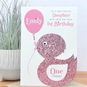 Grande biglietto di auguri di compleanno per ragazza fatto a mano personalizzato A5, 1° 2° 3° 4° 5° figlia nipote nipote figlioccia sorella