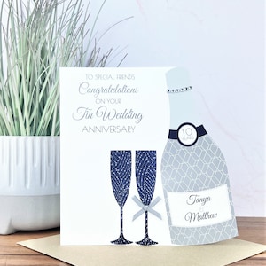 Tarjeta personalizada de lata hecha a mano / 10º aniversario de bodas, amigos, hija, hijo