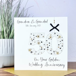 Tarjeta personalizada de oro / 50 aniversario de boda hecha a mano