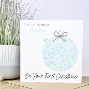 Bebés hechos a mano personalizados 1ª Primera tarjeta de Navidad Hijo Nieto Sobrino
