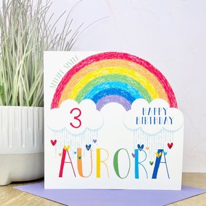 Personalised Handmade Rainbow Birthday Card 1st 2nd 3rd 4th 5th 6th 7th 8th 9th Sister, Cousin, Daughter, Granddaughter