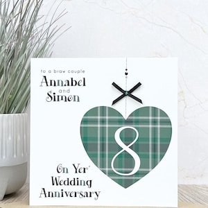 Cartão personalizado feito à mão para aniversário de casamento escocês, 1º, 2º, 3º, 4º, 5º, 6º, 7º, 8º, 9º