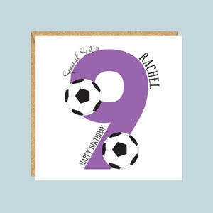 Tarjeta de cumpleaños personalizada de fútbol femenino, 5.º, 6.º, 7.º, 8.º, 9.º, 10.º, 11.º, 12.º, 13.º, hermana, hija, nieta, sobrina, amiga