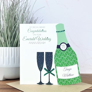 Biglietto personalizzato fatto a mano smeraldo / 55 ° anniversario di matrimonio, amici, sorella, fratello, mamma e papà, tata e nonno