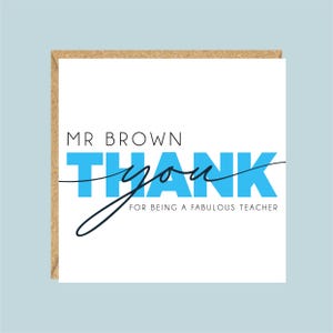 Personalised Thank You Teacher Card