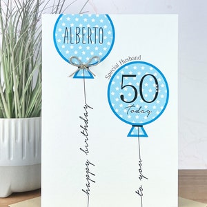Tarjeta de cumpleaños masculina grande A5 personalizada hecha a mano 16, 18, 21, 30, 40, 50, 60, 70, 80 hijo, hermano, primo