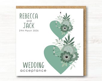Personalised Handmade Wedding Acceptance Card