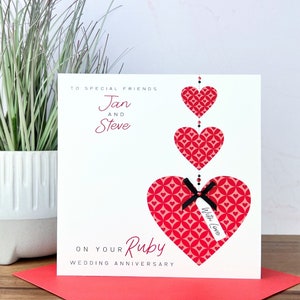 Carte d'anniversaire de mariage personnalisée rubis/40e anniversaire de mariage, amis, fille, fils, maman et papa