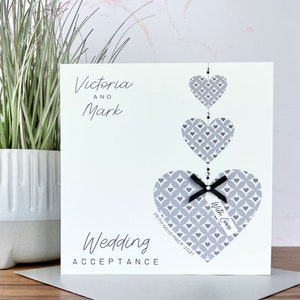 Beautiful Personalised Handmade Wedding Acceptance Card