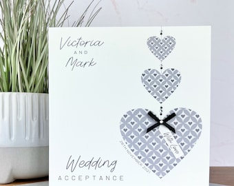 Beautiful Personalised Handmade Wedding Acceptance Card