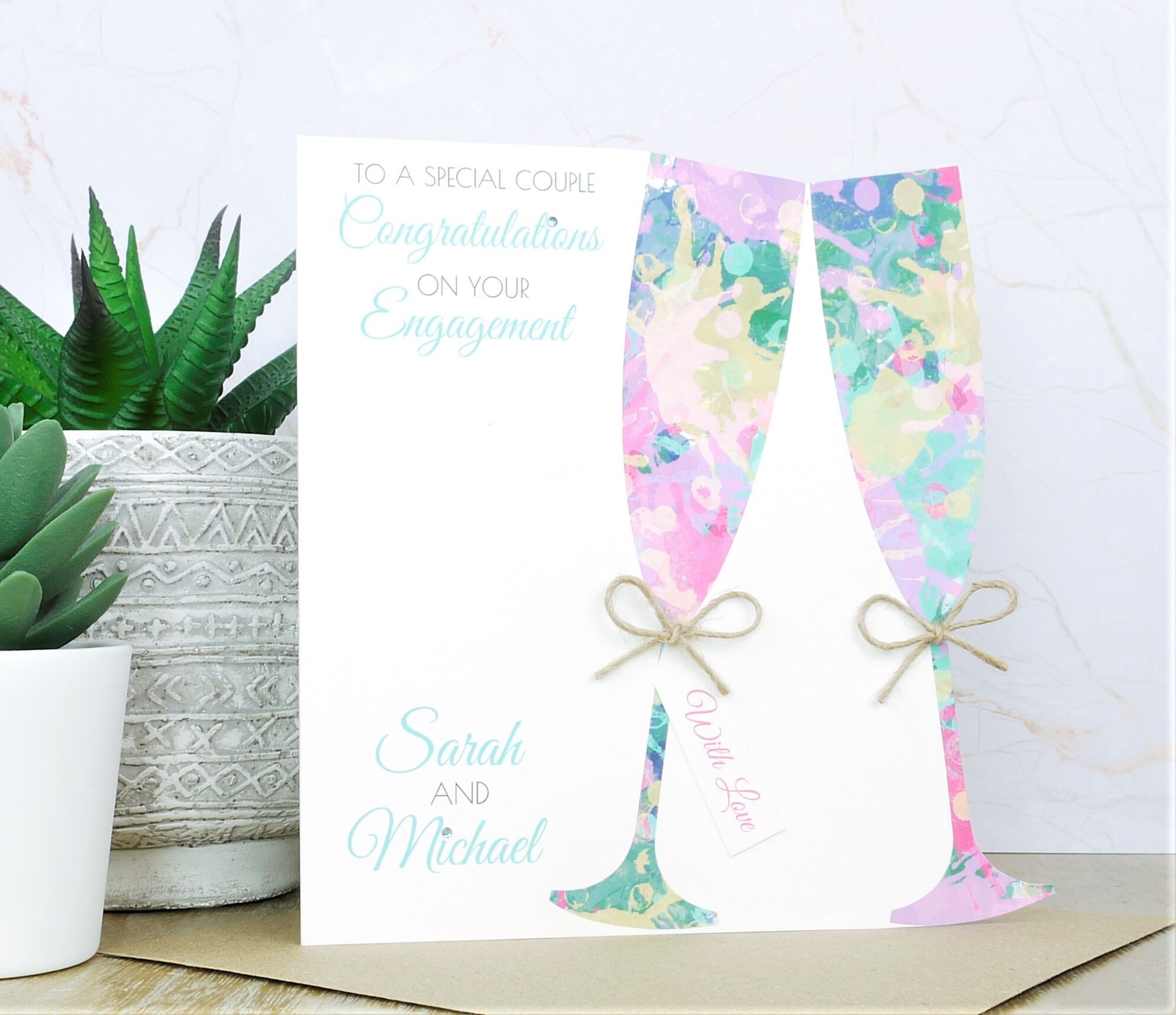 Personalised Handmade Engagement Card Congratulations Card 